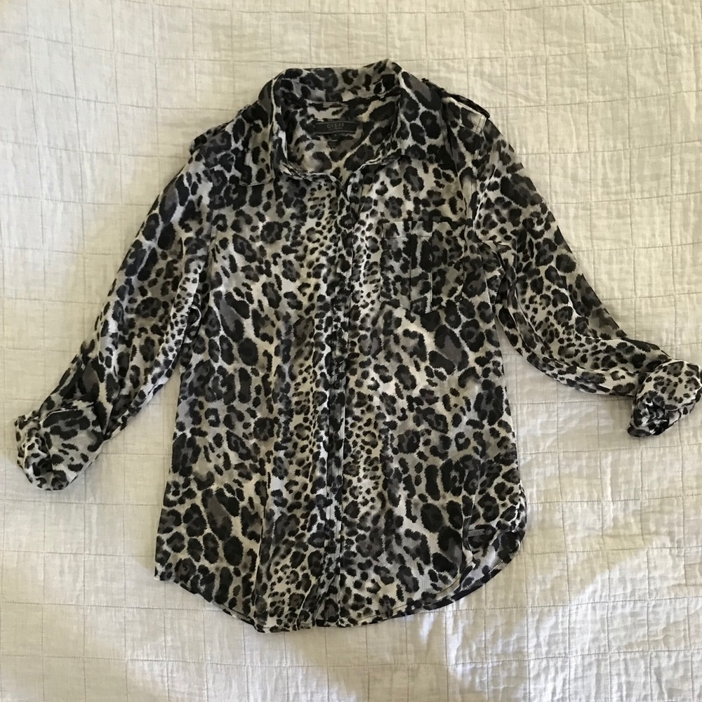 Guess leopard blouse size small